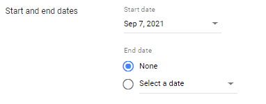 设置 pla 活动的开始和结束日期
