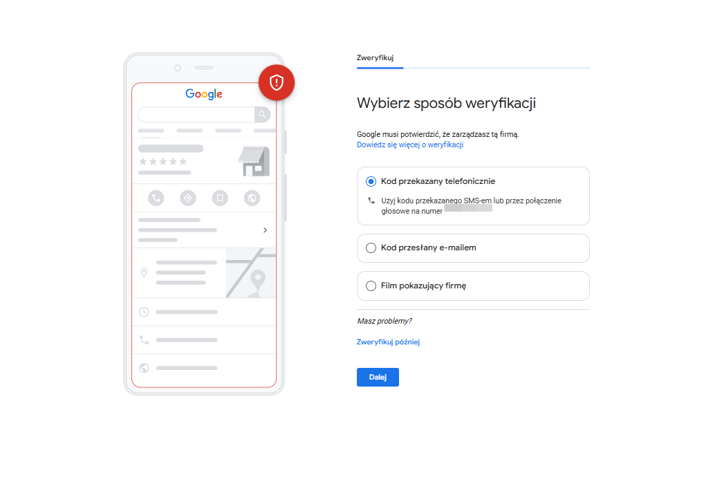 google moja firma - telefoniczna