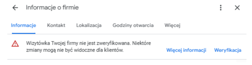 niezweryfikowana wizytówka google