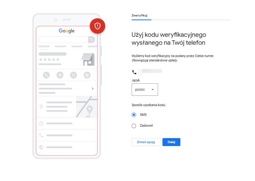 google moja firma - weryfikacja telefoniczna