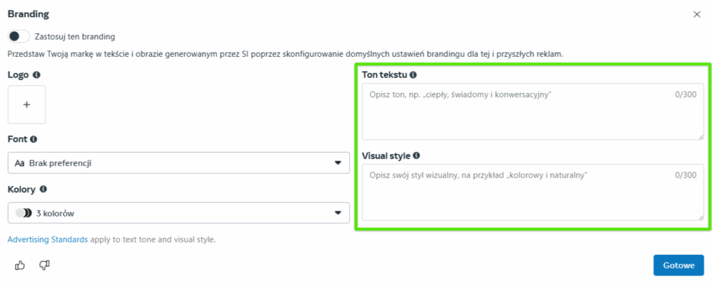 nowe opcje funkcji Branding w Meta Ads