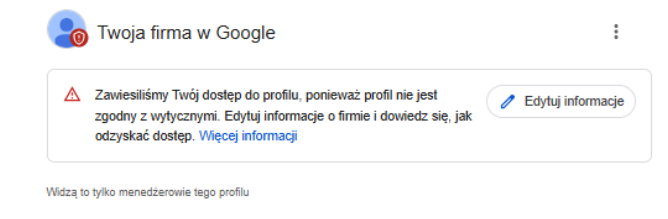 zawieszenie dostępu do profilu google moja firma 