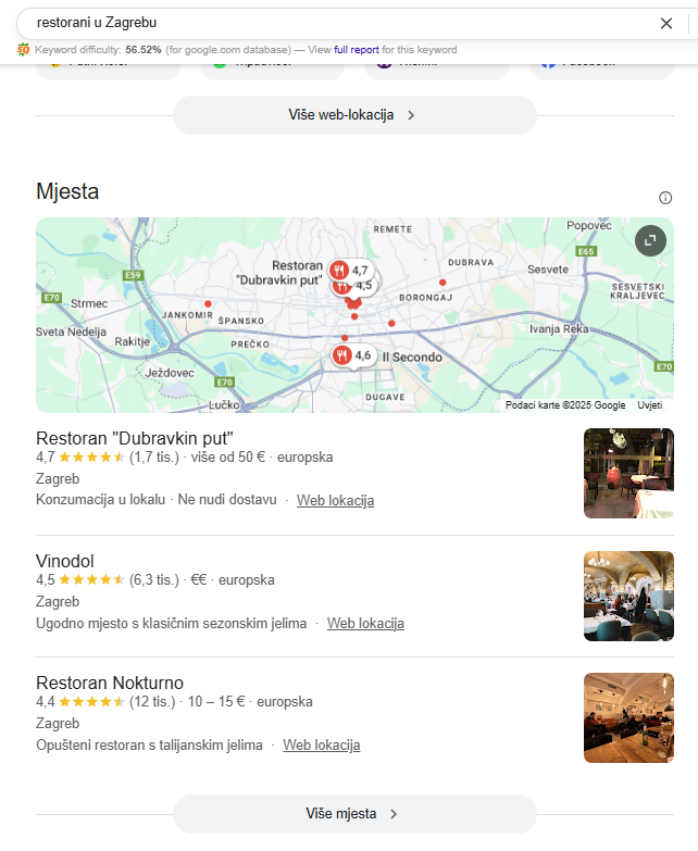 lokalne wyszukiwanie w Chorwacji