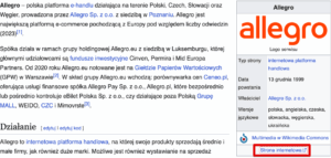 wzmianka o stronie na wikipedii
