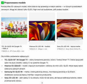chatgpt rekomendacje produktów