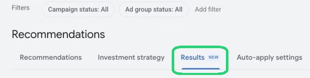 results in reccomendations