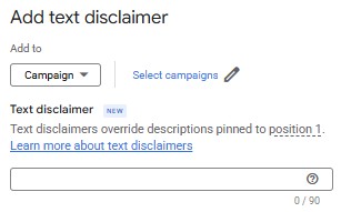 text disclaimer