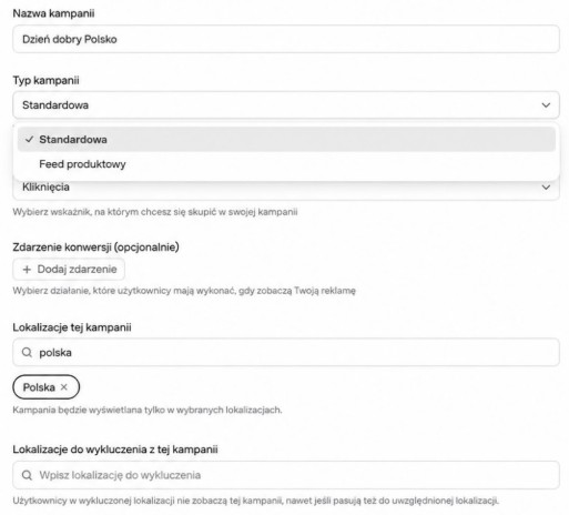 widok panelu tworzenia reklam w ChatGPT
